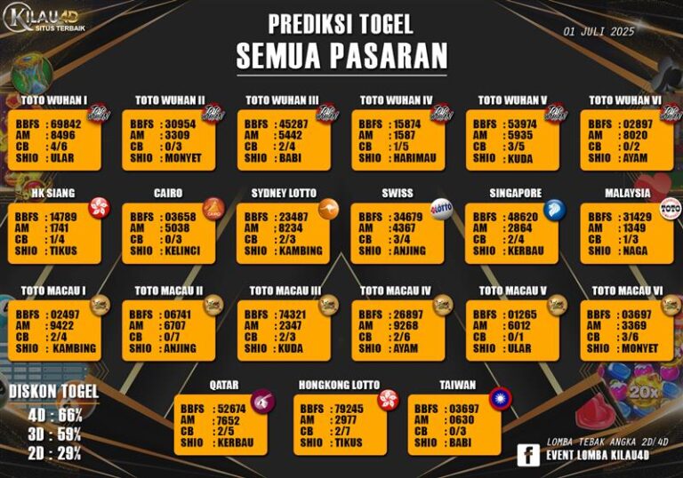 PREDIKSI TERBARU TOGEL JULI 01