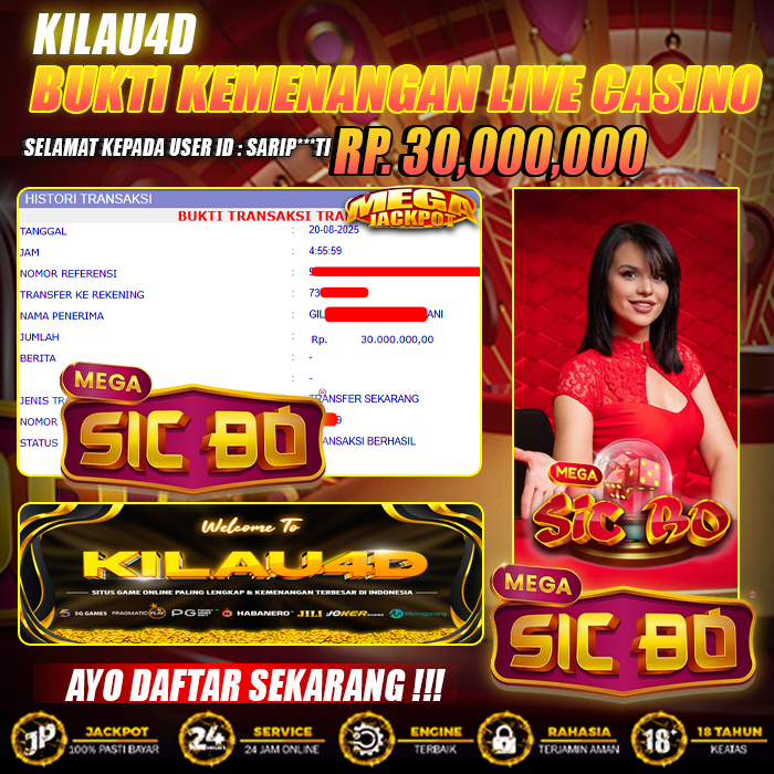 BUKTI KEMENANGAN LIVE CASINI KILAU4D
