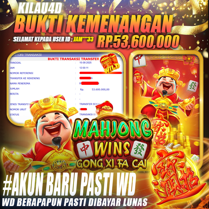 BUKTI KEMENANGAN SLOT KILAU4D