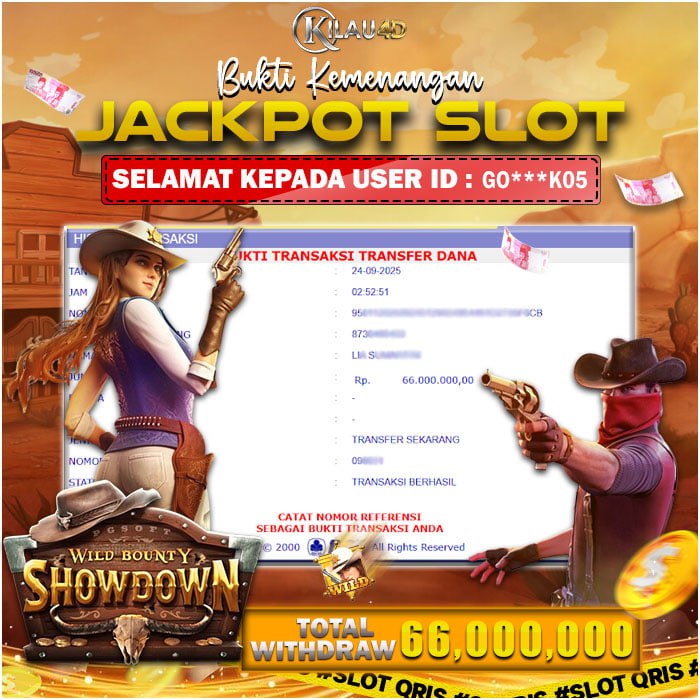 BUKTI JP SLOT MEMBER KILAU4D 24 SEPTEMBER 2025 GAME WILD BOUNTY SHOWDOWN