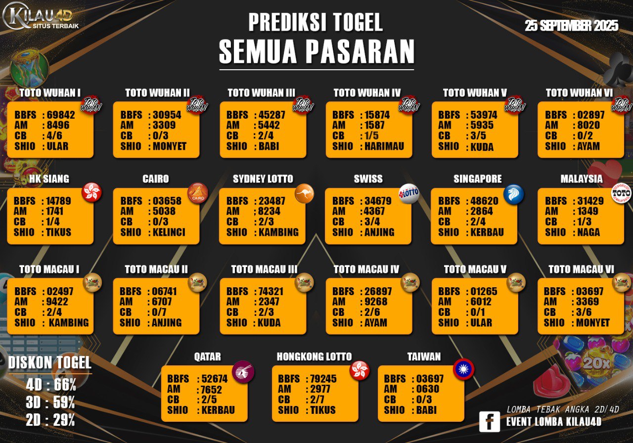 PREDIKSI TOGEL KILAU4D 25 SEPTEMBER 2025 PALING AKURAT DI JAMIN PROVIT