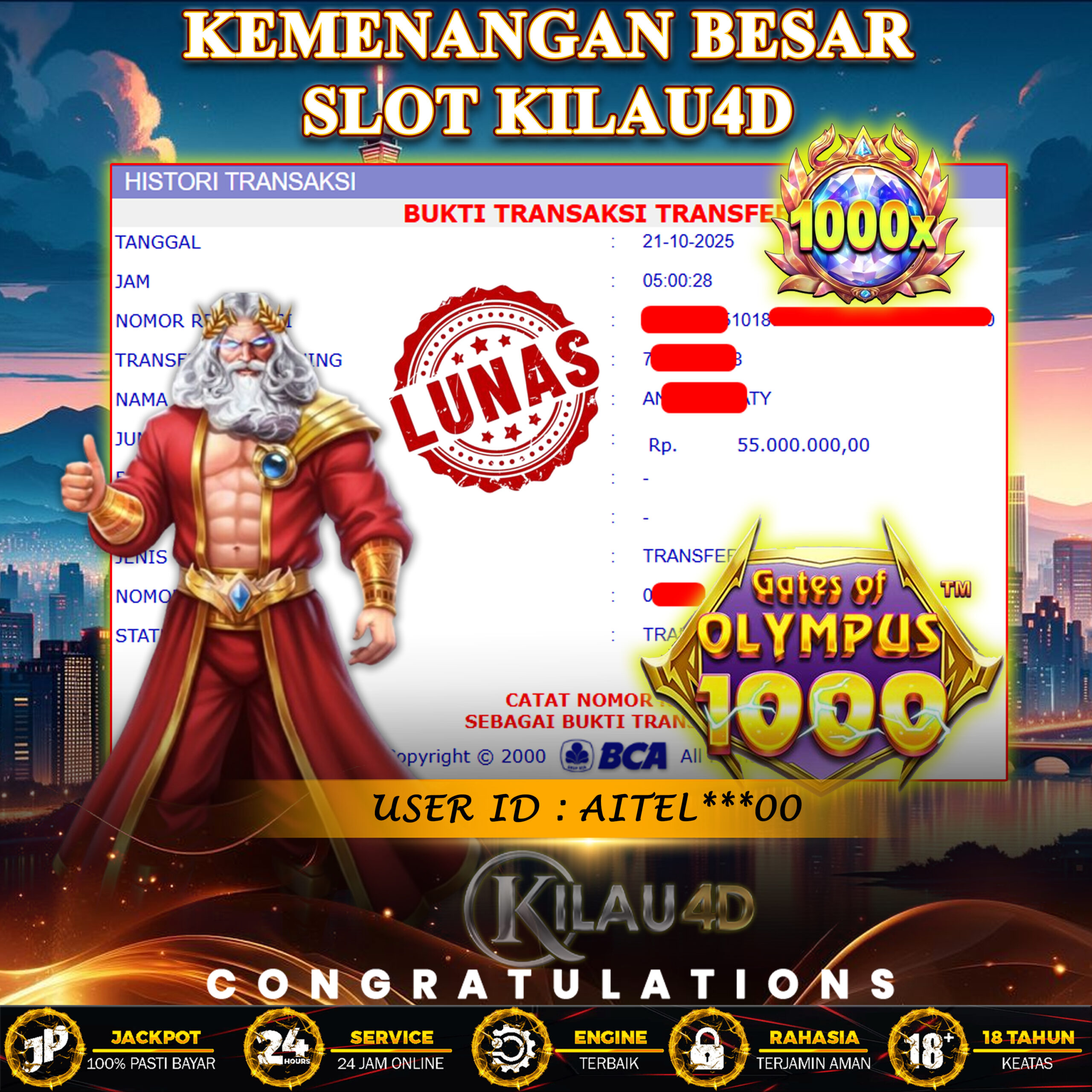 KEMENANGAN BESAR SLOT KILAU4D