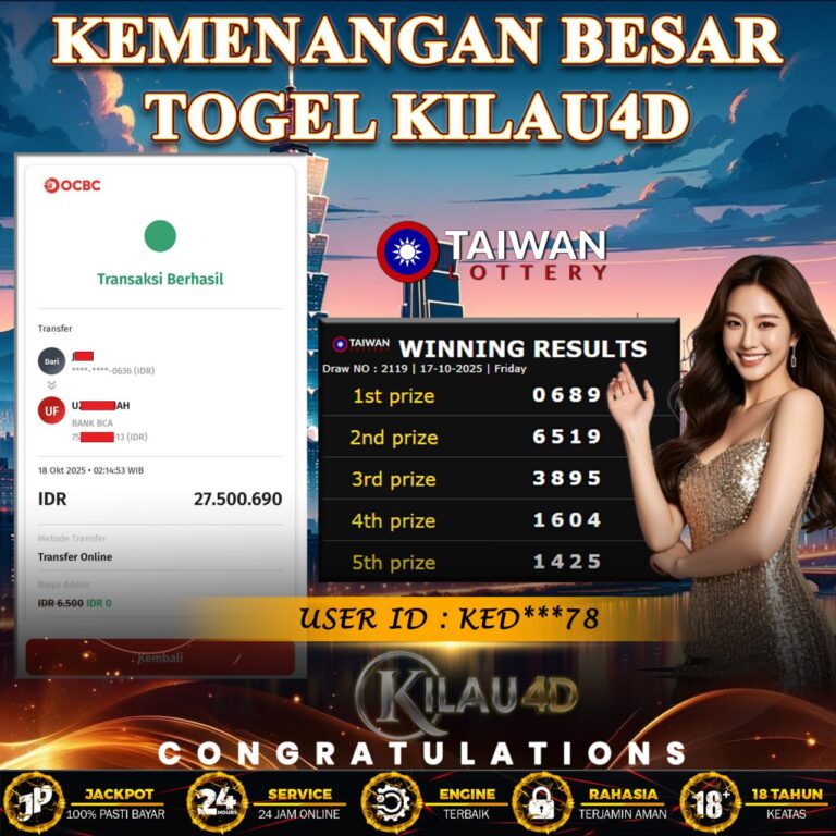 BUKTI JP TOGEL MEMBER KILAU4D 18 OKTOBER PERMAINAN TEBAK TAIWAN LOTTERY
