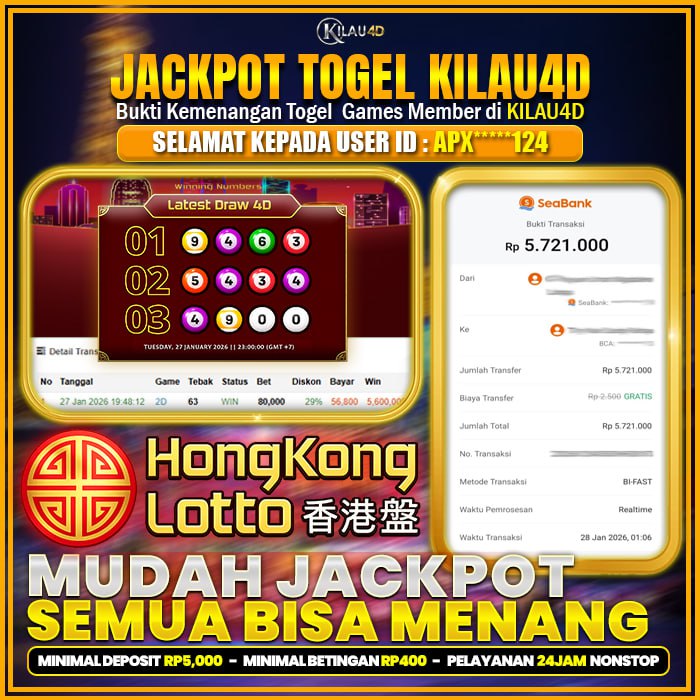 KEMENANGAN TOGEL BUKTI JP TOGEL MEMBER KILAU4D 28 JANUARY 2026 PERMAINAN TEBAK ANGKA TOTO MACAU